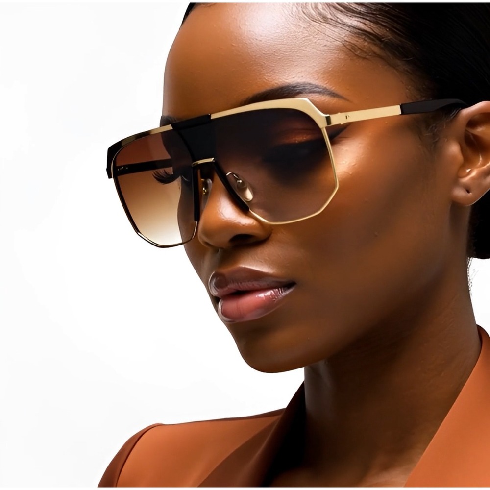 OVERSIZED ONE PIECE SHIELD LENS AVIATOR SUNGLASSES CASUAL RETRO DESIGNER FASHION